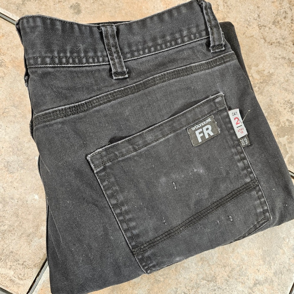 WOLVERINE FR Flame Resistant Work Pants Mens 38x34 Charcoal Grey Cotton‎ Spandex